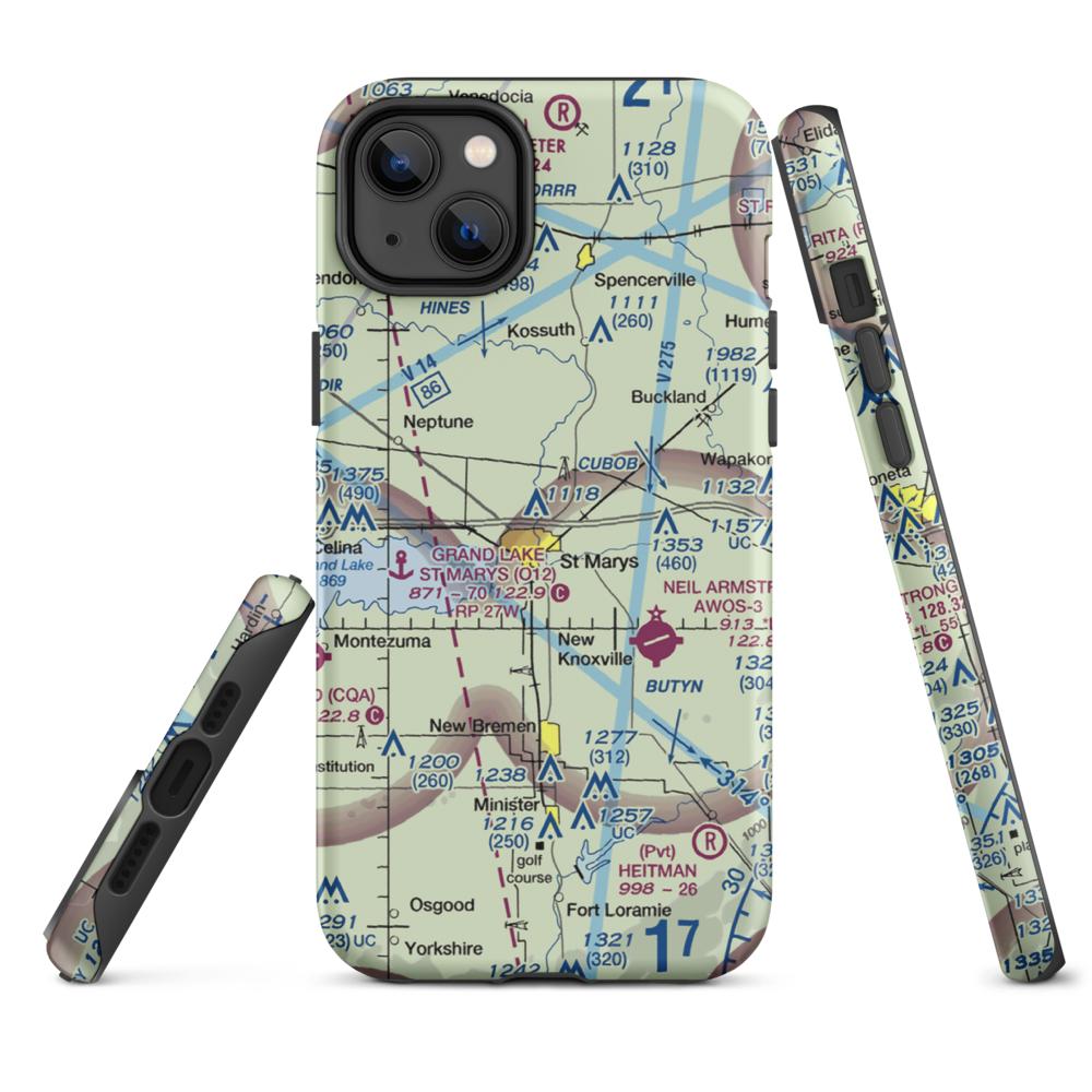 Fortman Airport (1OH4) VFR Sectional  Tough iPhone Case iPhone 14 Plus model shown