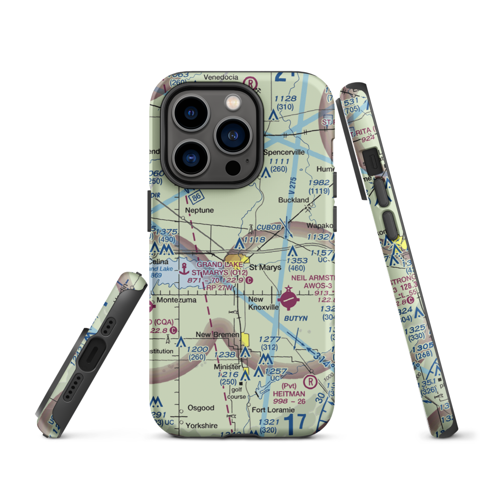 Fortman Airport (1OH4) VFR Sectional  Tough iPhone Case iPhone 14 Pro model shown