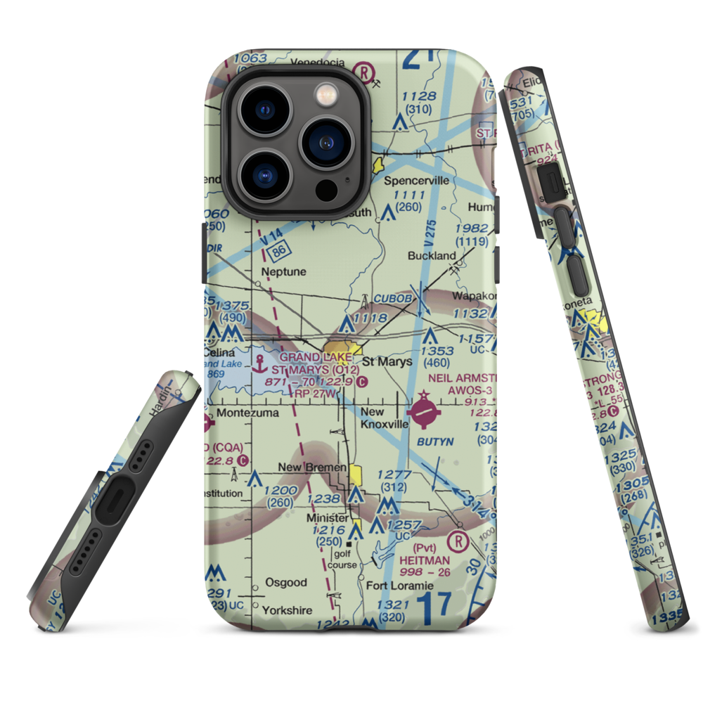 Fortman Airport (1OH4) VFR Sectional  Tough iPhone Case iPhone 14 Pro Max model shown