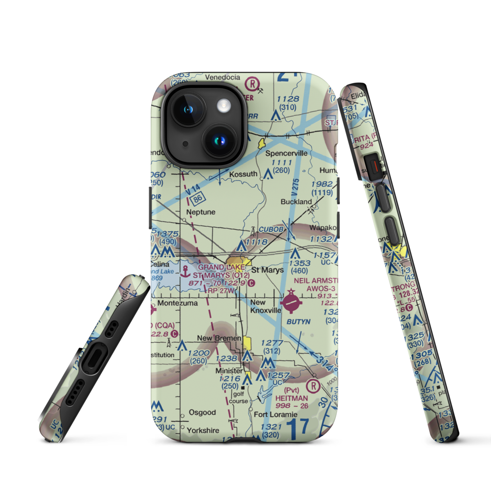Fortman Airport (1OH4) VFR Sectional  Tough iPhone Case iPhone 15 model shown