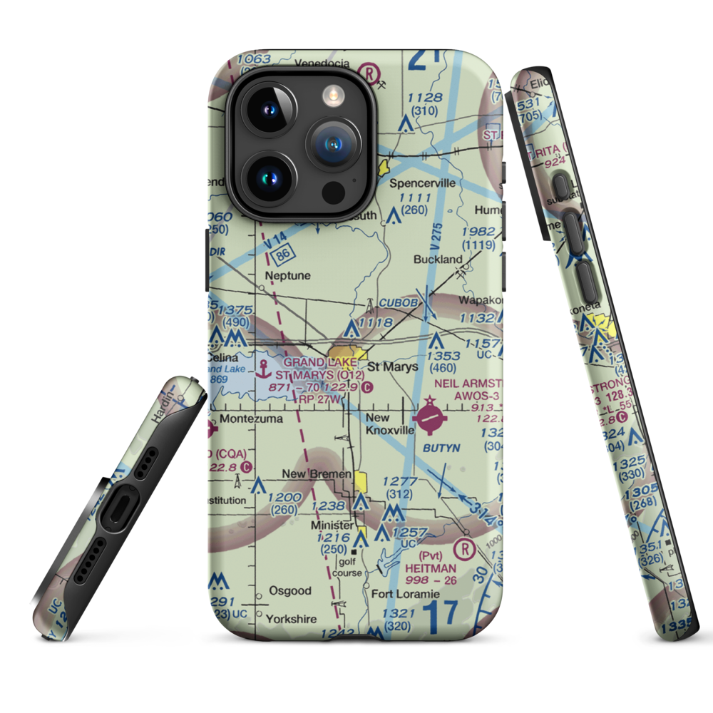 Fortman Airport (1OH4) VFR Sectional  Tough iPhone Case iPhone 15 Pro Max model shown