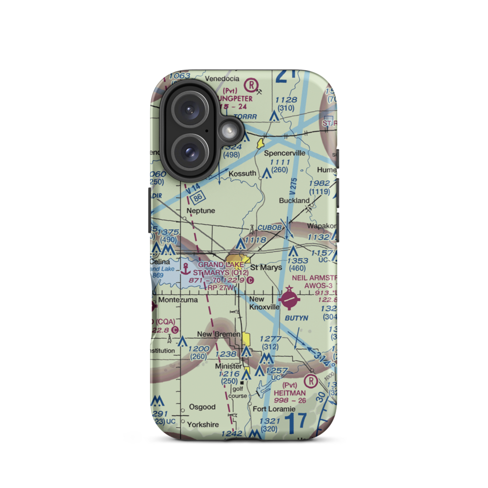 Fortman Airport (1OH4) VFR Sectional  Tough iPhone Case iPhone 16 model shown