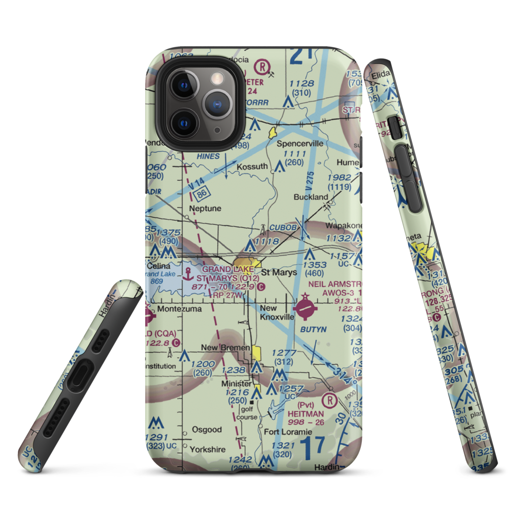 Fortman Airport (1OH4) VFR Sectional  Tough iPhone Case iPhone 11 Pro Max model shown