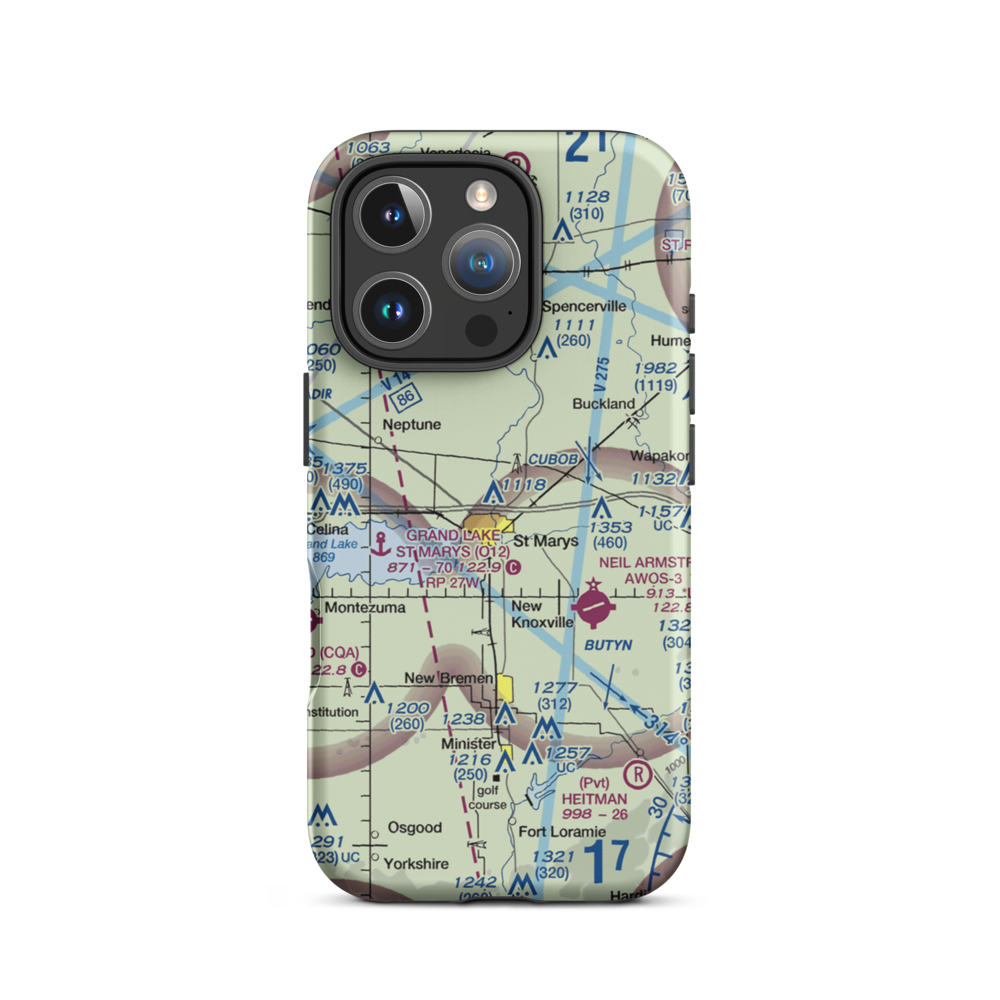 Fortman Airport (1OH4) VFR Sectional  Tough iPhone Case iPhone 16 Pro model shown