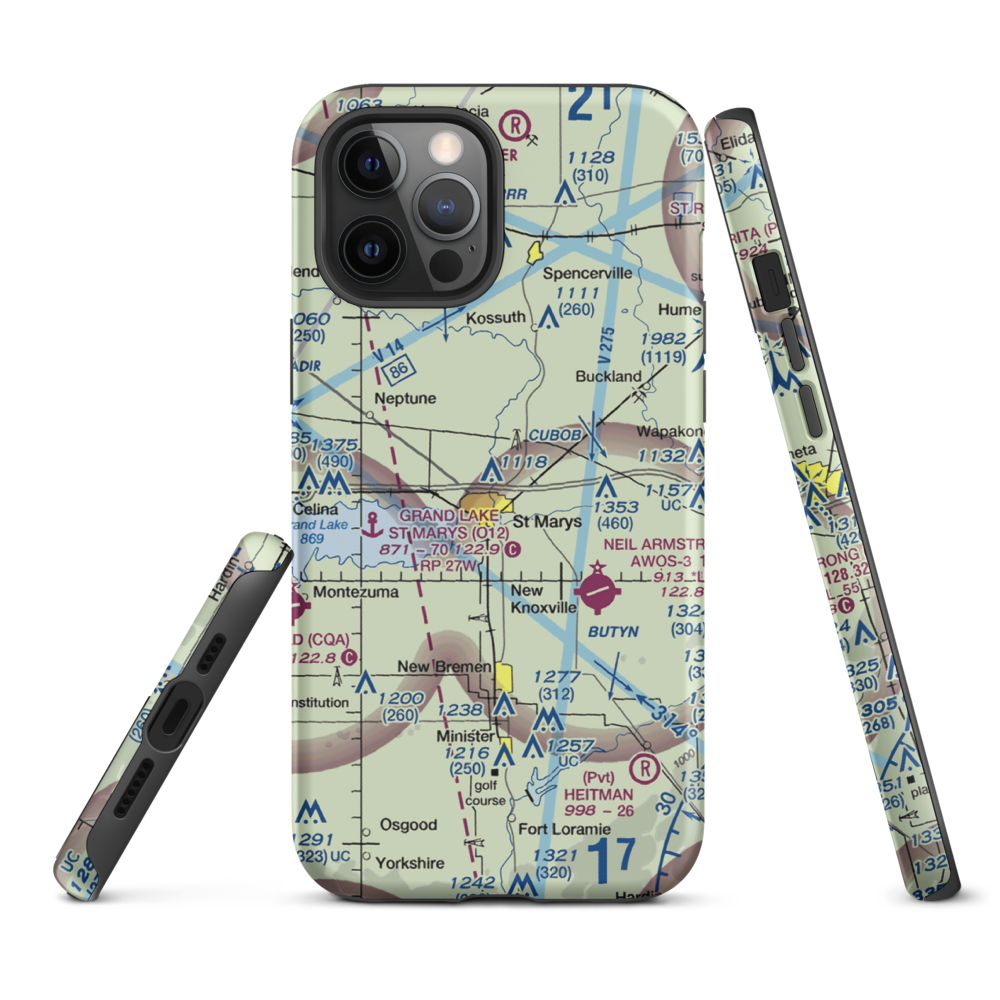 Fortman Airport (1OH4) VFR Sectional  Tough iPhone Case iPhone 12 Pro Max model shown