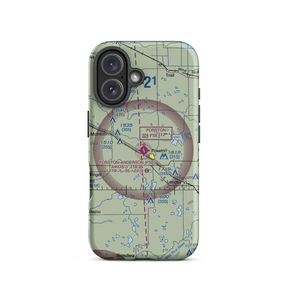 Fosston Municipal Airport-Anderson Field (FSE) VFR Sectional  Tough iPhone Case iPhone 16 model shown