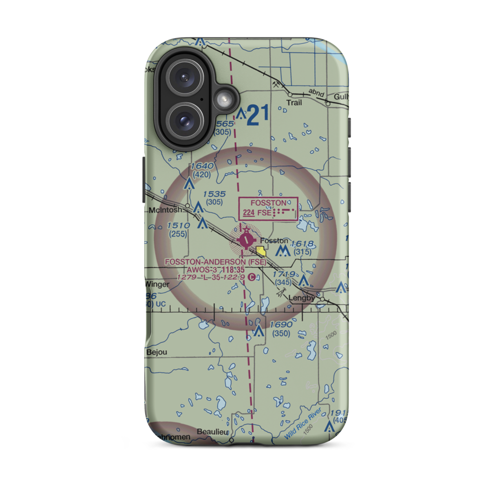 Fosston Municipal Airport-Anderson Field (FSE) VFR Sectional  Tough iPhone Case iPhone 16 Plus model shown
