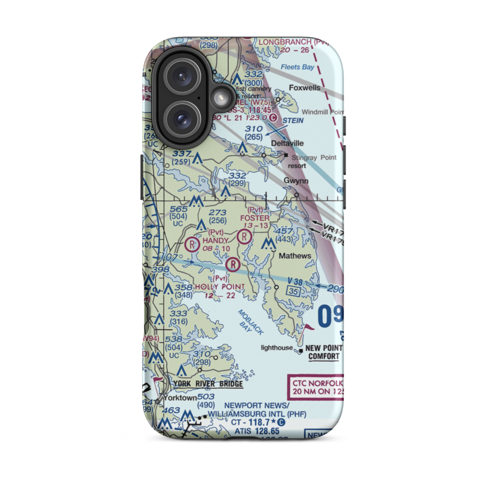 Foster Field (5VG2) VFR Sectional  Tough iPhone Case iPhone 16 Plus model shown