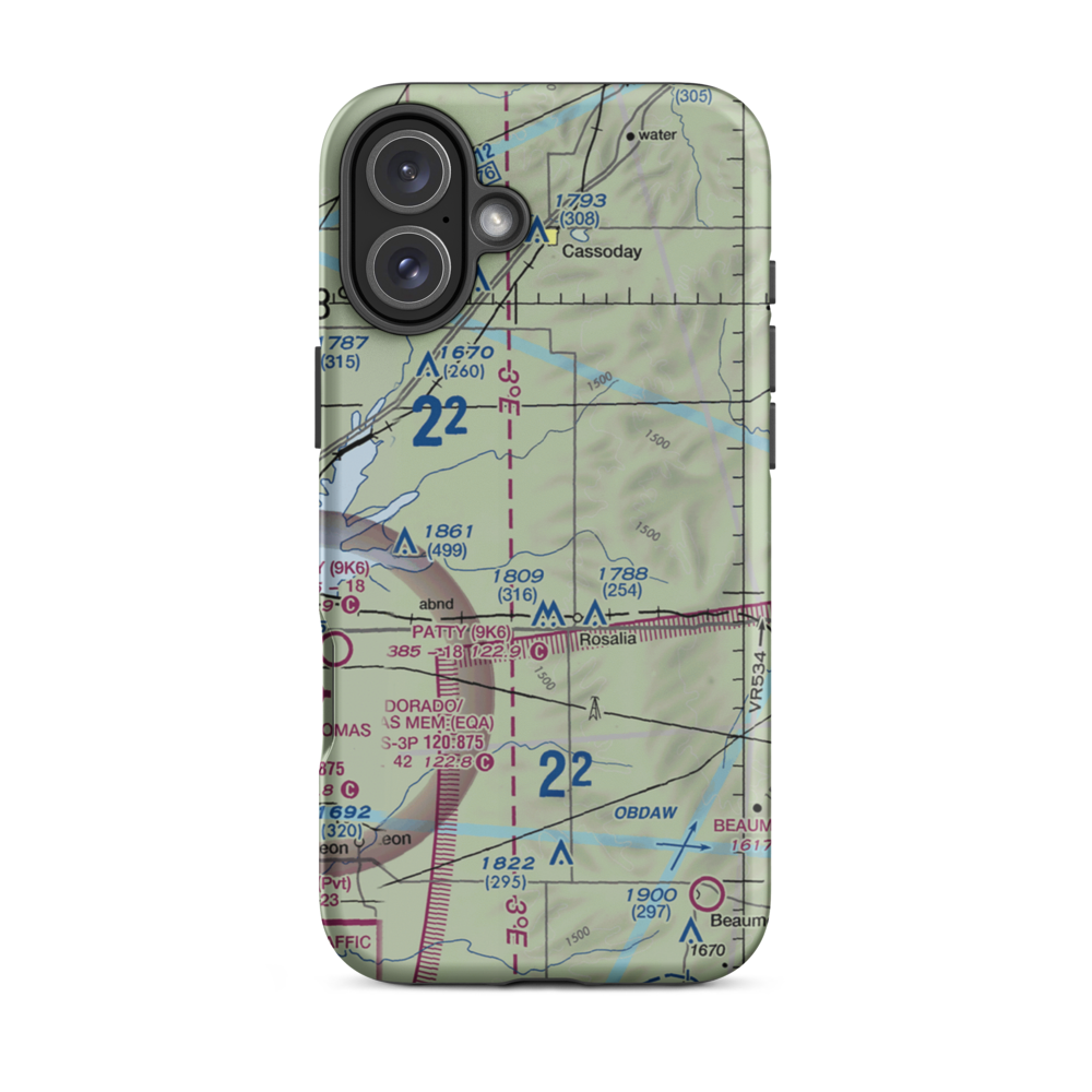 Foster Field (SN58) VFR Sectional  Tough iPhone Case iPhone 16 Plus model shown