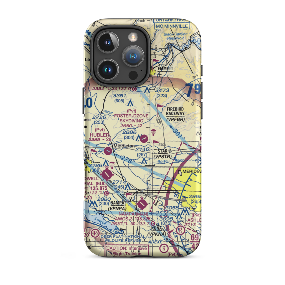 Foster Field - Dzone Skydiving Airport (ID92) VFR Sectional  Tough iPhone Case iPhone 16 Pro Max model shown