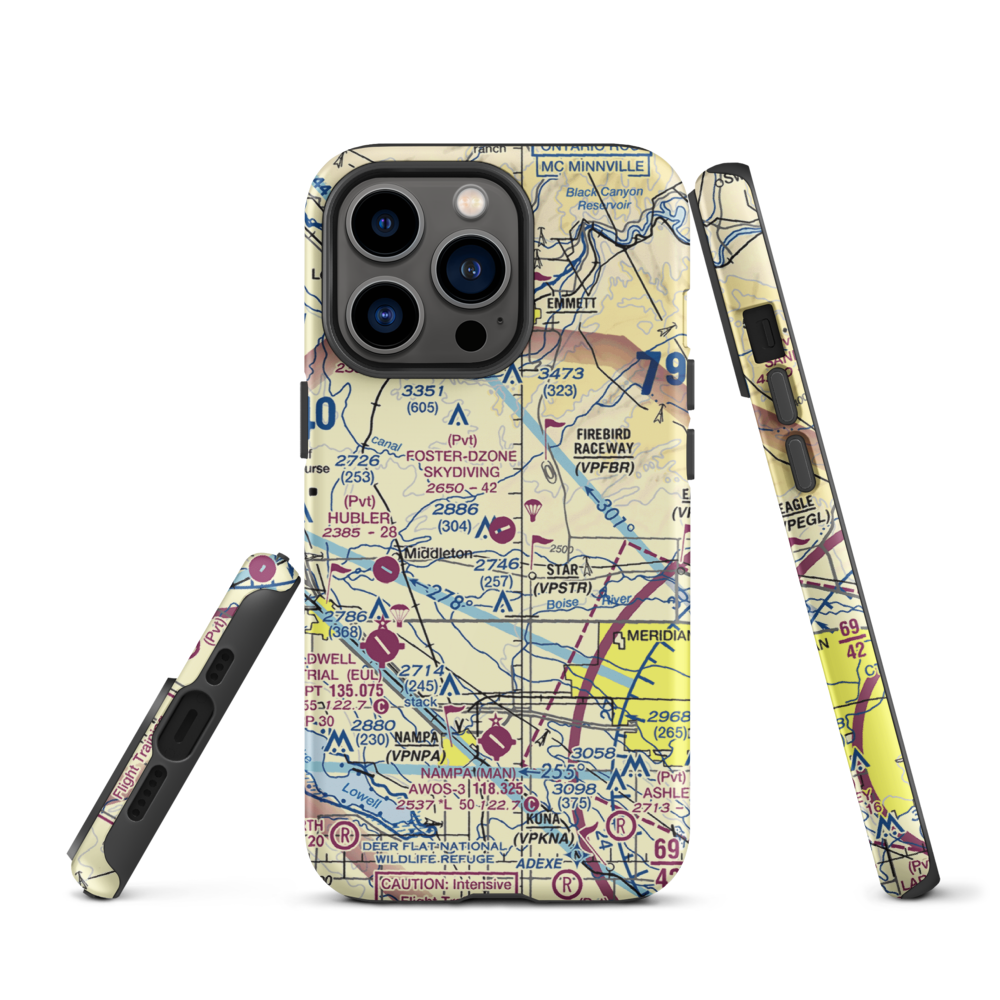 Foster Field - Dzone Skydiving Airport (ID92) VFR Sectional  Tough iPhone Case iPhone 13 Pro model shown