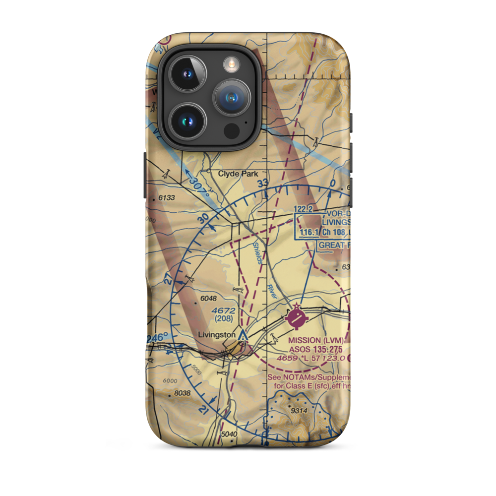 Foster Ranches Airport (MT89) VFR Sectional  Tough iPhone Case iPhone 16 Pro Max model shown