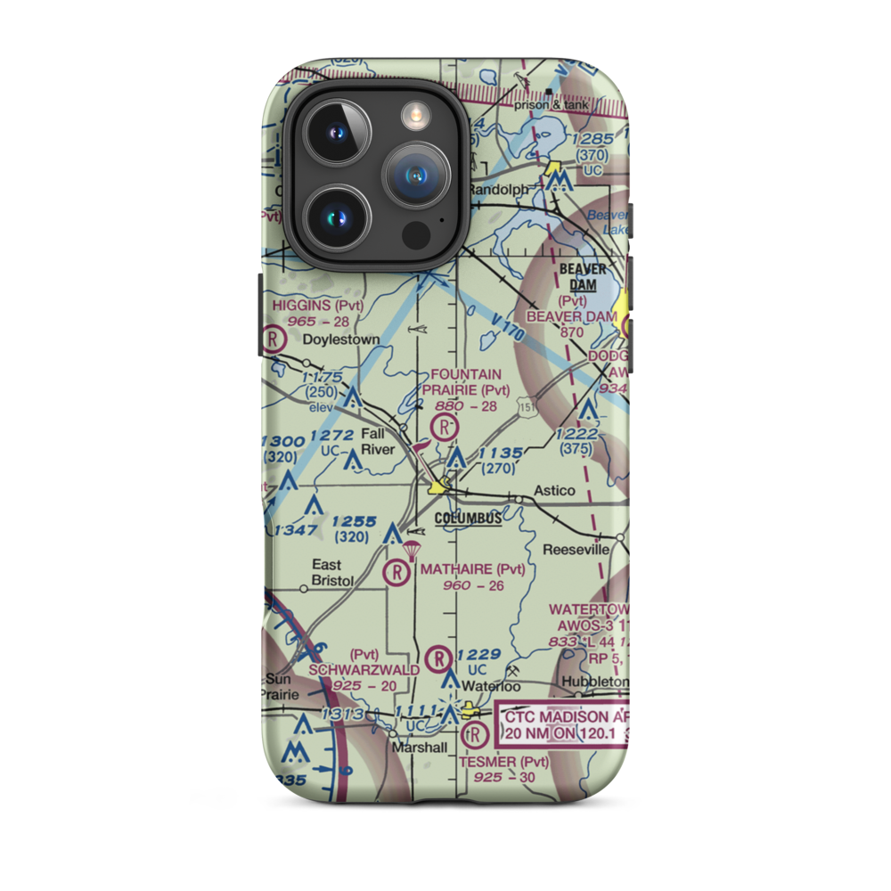 Fountain Prairie Airport (6WN6) VFR Sectional  Tough iPhone Case iPhone 16 Pro Max model shown