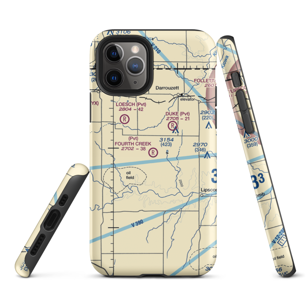 Fourth Creek Ranch Airport (TS79) VFR Sectional  Tough iPhone Case iPhone 11 Pro model shown