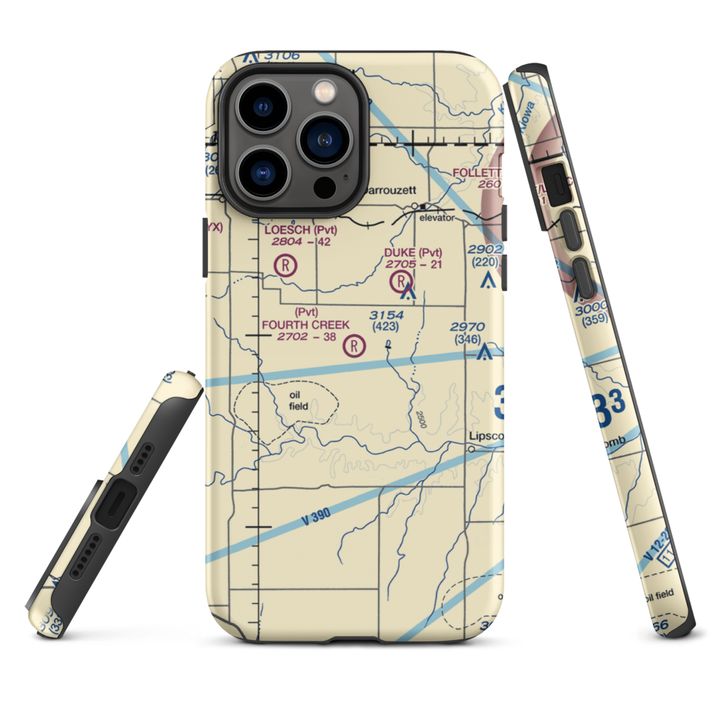 Fourth Creek Ranch Airport (TS79) VFR Sectional  Tough iPhone Case iPhone 13 Pro Max model shown