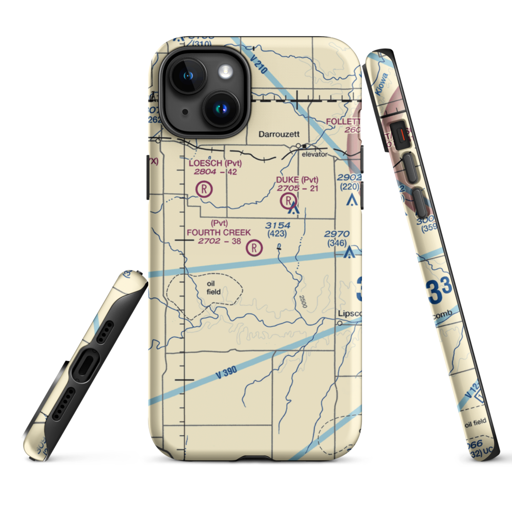 Fourth Creek Ranch Airport (TS79) VFR Sectional  Tough iPhone Case iPhone 15 Plus model shown