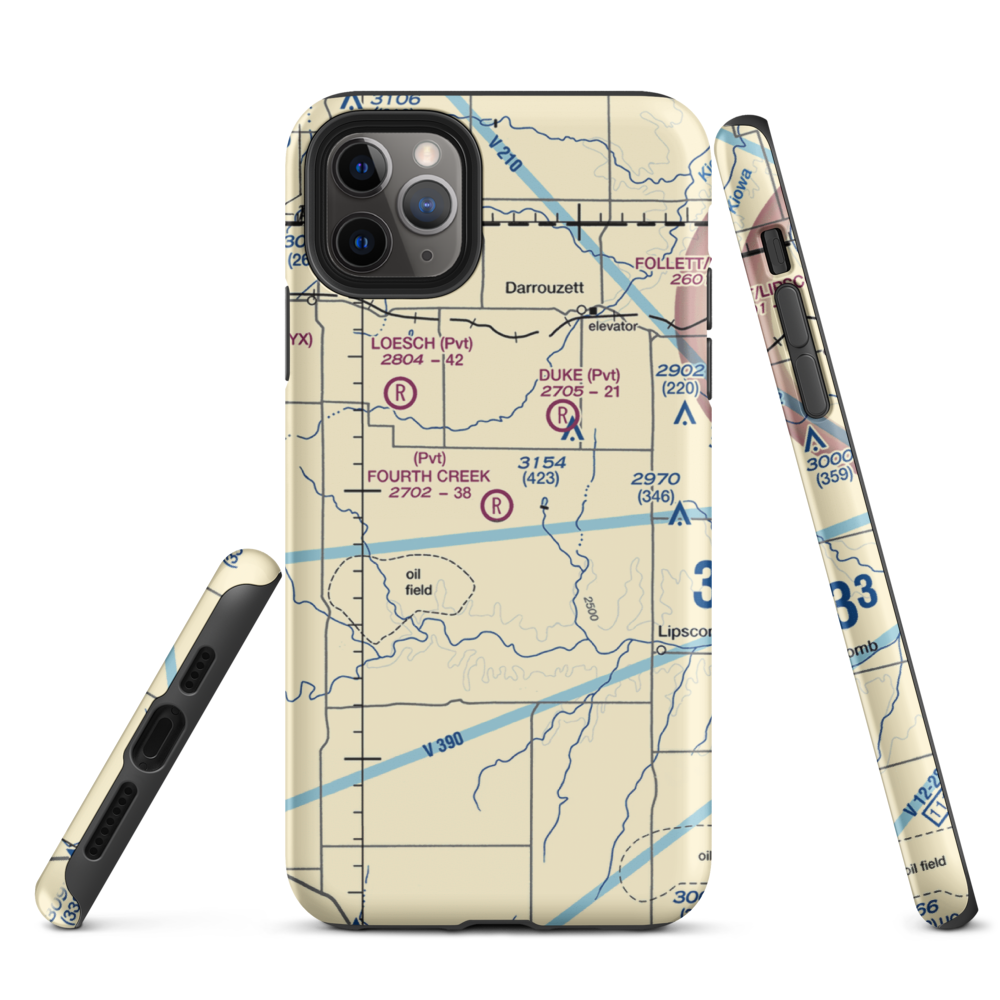 Fourth Creek Ranch Airport (TS79) VFR Sectional  Tough iPhone Case iPhone 11 Pro Max model shown