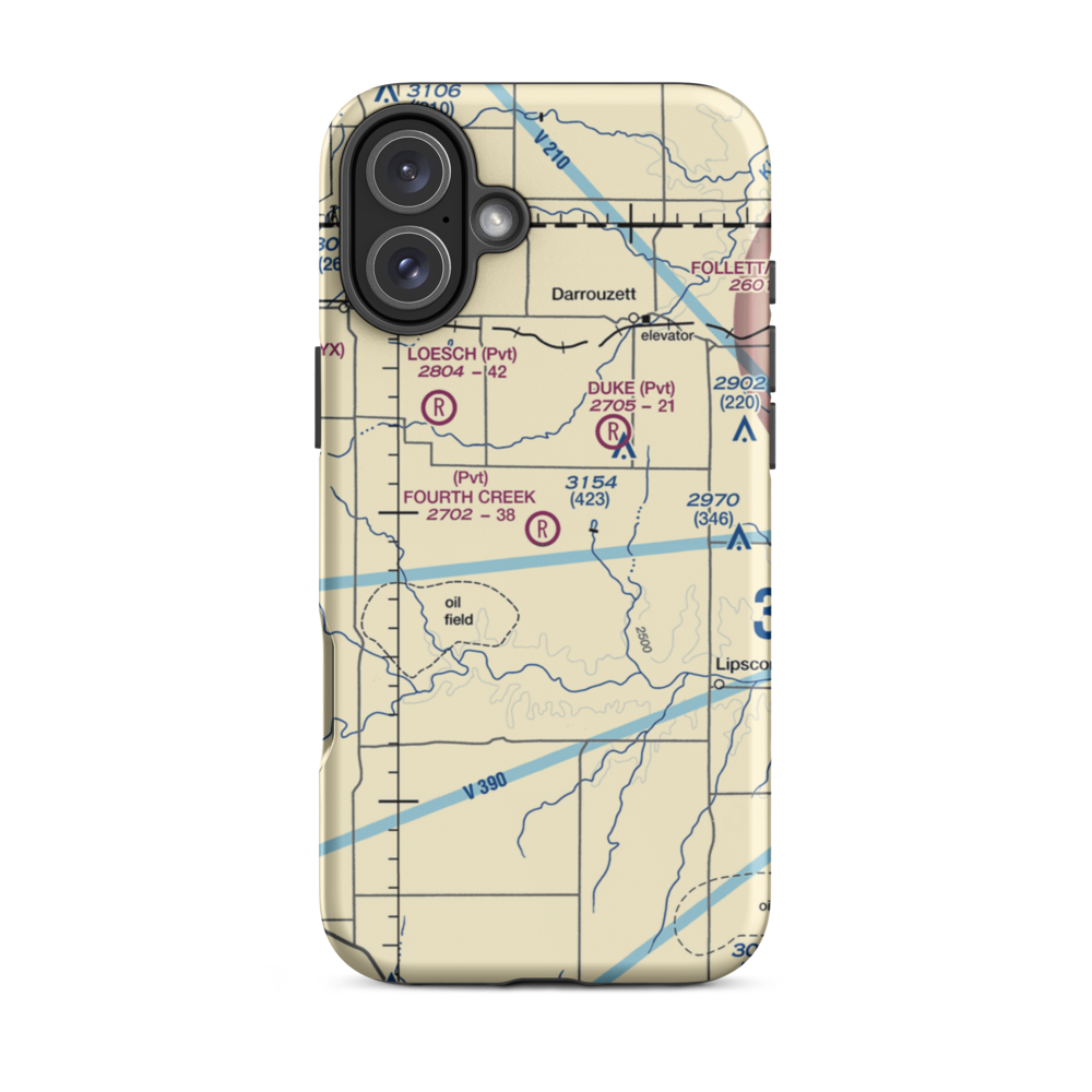 Fourth Creek Ranch Airport (TS79) VFR Sectional  Tough iPhone Case iPhone 16 Plus model shown