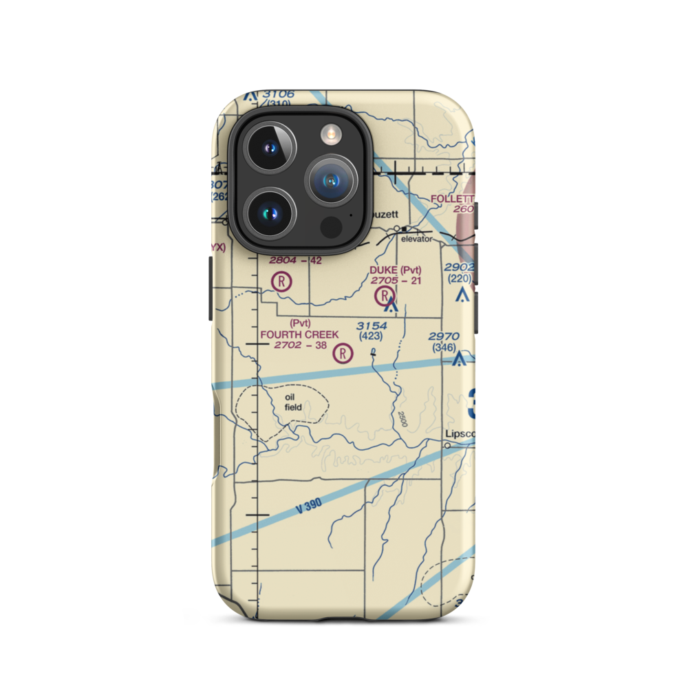 Fourth Creek Ranch Airport (TS79) VFR Sectional  Tough iPhone Case iPhone 16 Pro model shown