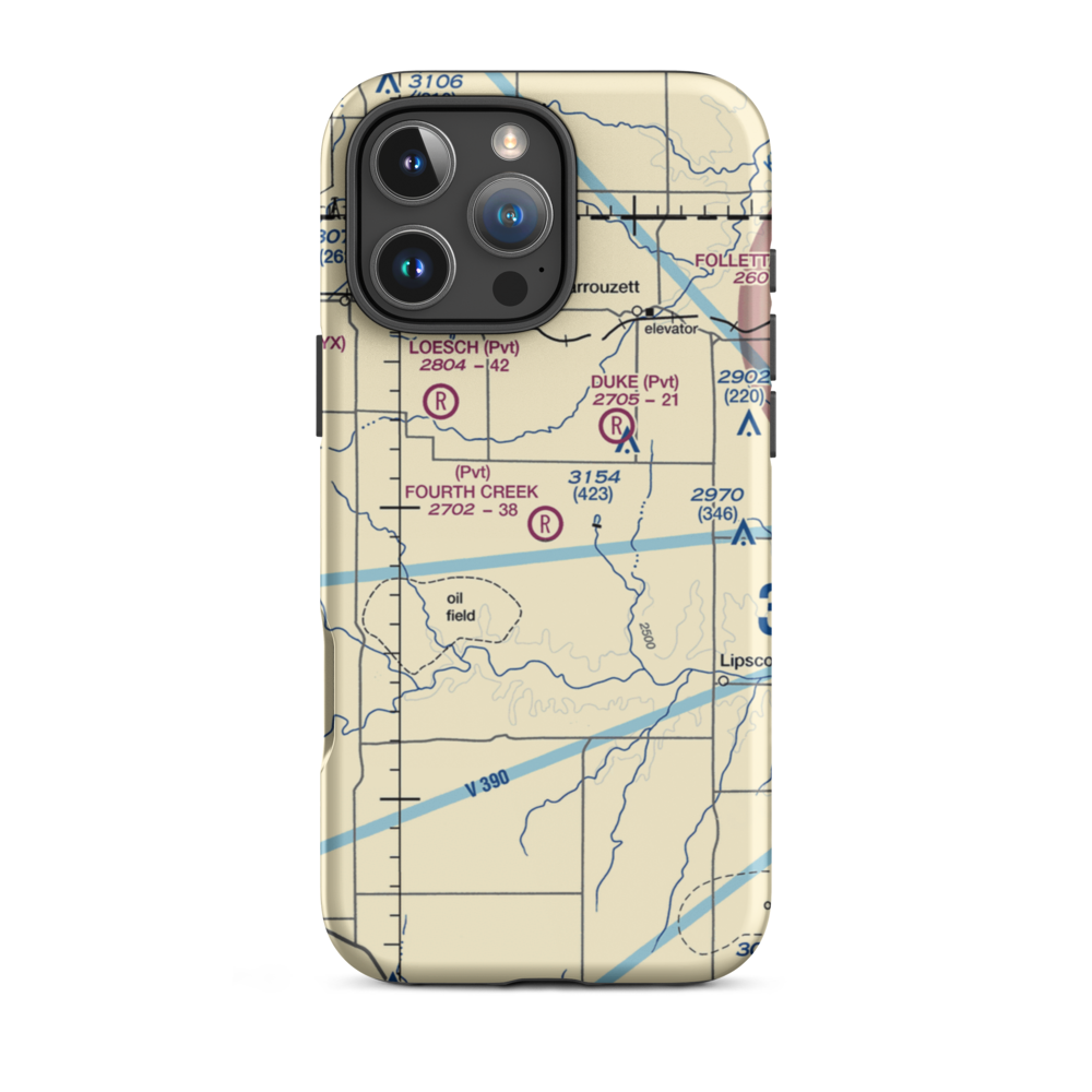 Fourth Creek Ranch Airport (TS79) VFR Sectional  Tough iPhone Case iPhone 16 Pro Max model shown