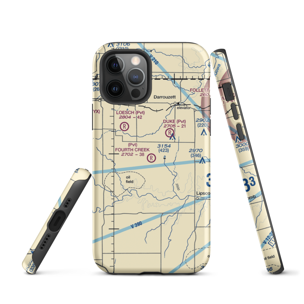 Fourth Creek Ranch Airport (TS79) VFR Sectional  Tough iPhone Case iPhone 12 Pro model shown