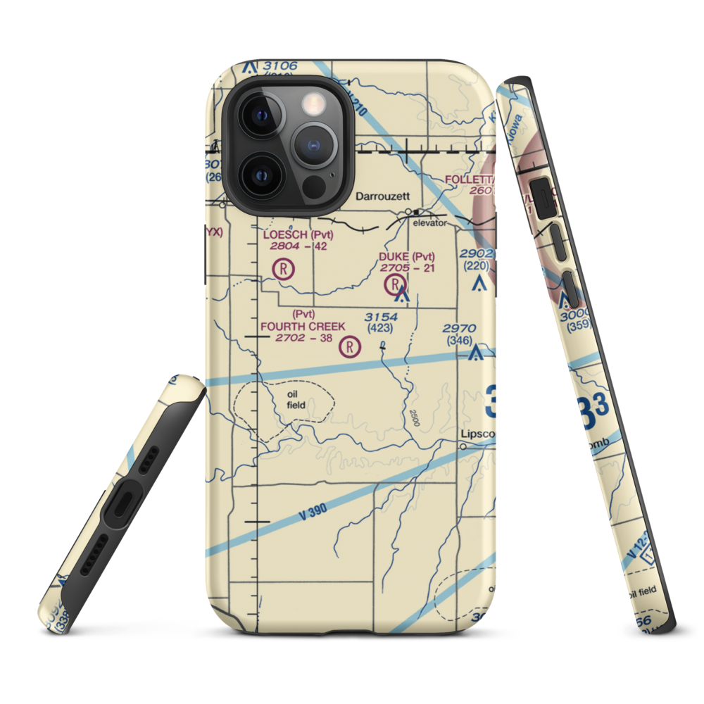 Fourth Creek Ranch Airport (TS79) VFR Sectional  Tough iPhone Case iPhone 12 Pro Max model shown
