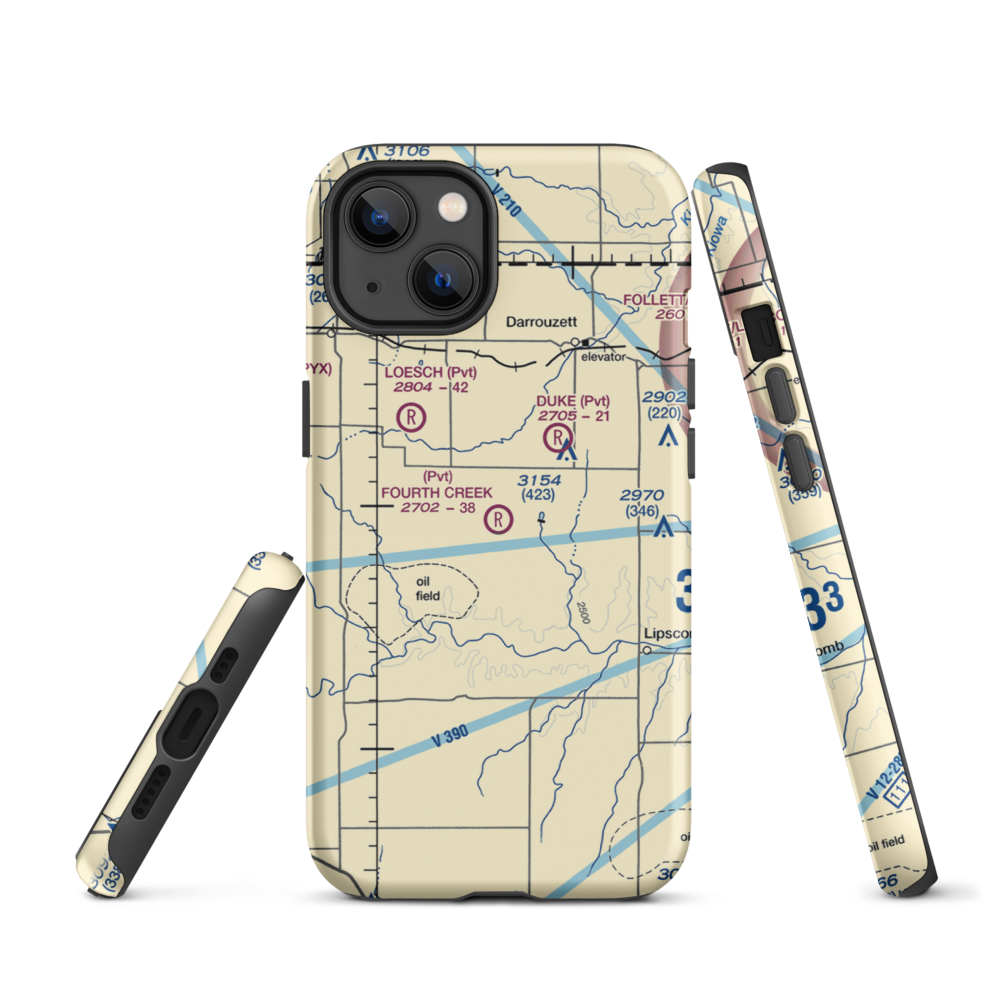 Fourth Creek Ranch Airport (TS79) VFR Sectional  Tough iPhone Case iPhone 13 model shown