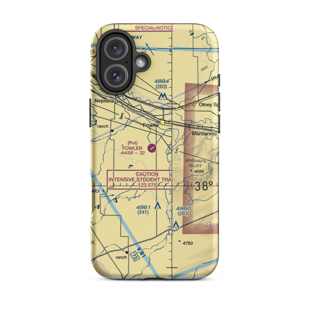 Fowler Airport (CO80) VFR Sectional  Tough iPhone Case iPhone 16 Plus model shown
