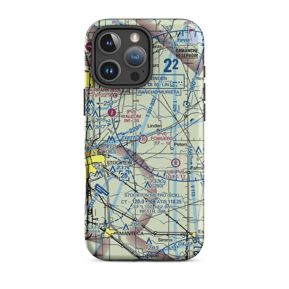 Fowler's Airport (90CA) VFR Sectional  Tough iPhone Case iPhone 16 Pro Max model shown