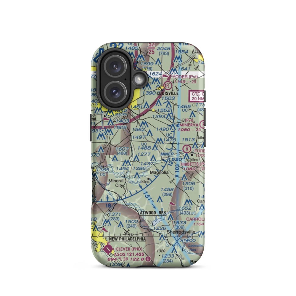 Fox Airport (29OH) VFR Sectional  Tough iPhone Case iPhone 16 model shown