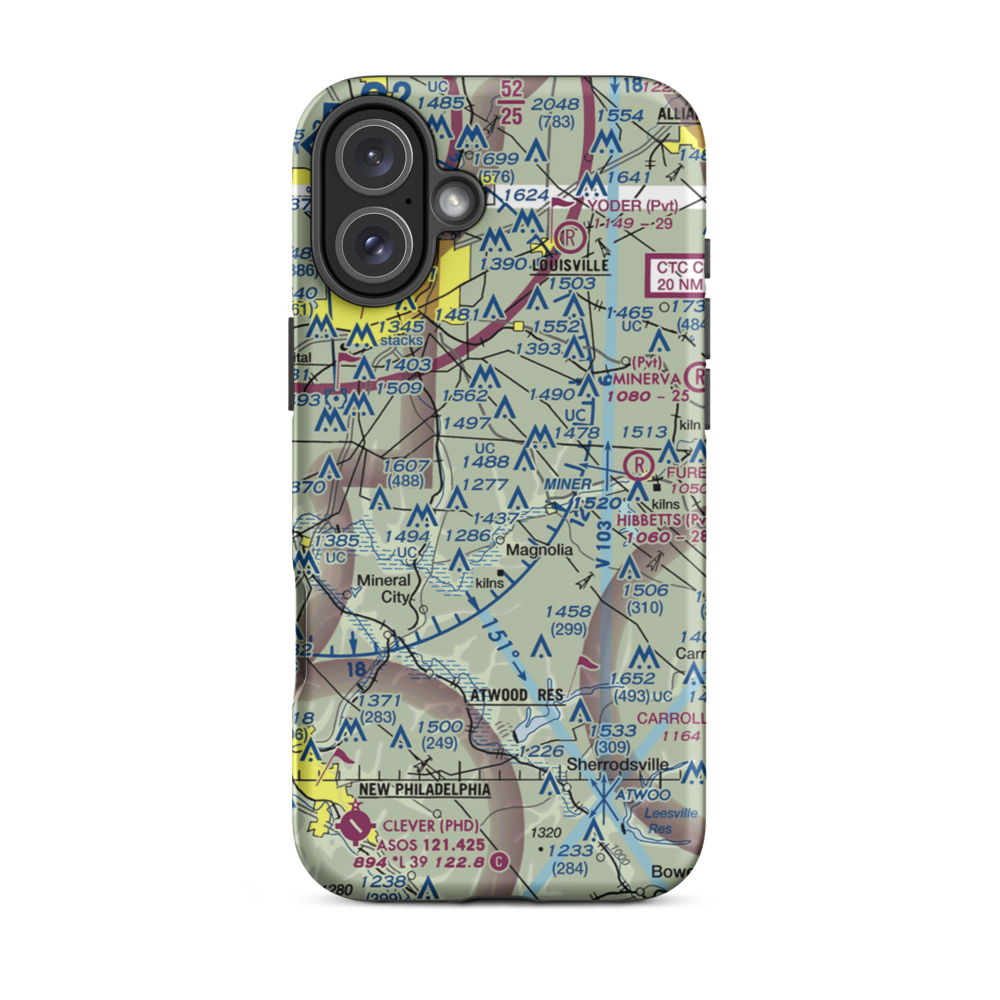 Fox Airport (29OH) VFR Sectional  Tough iPhone Case iPhone 16 Plus model shown