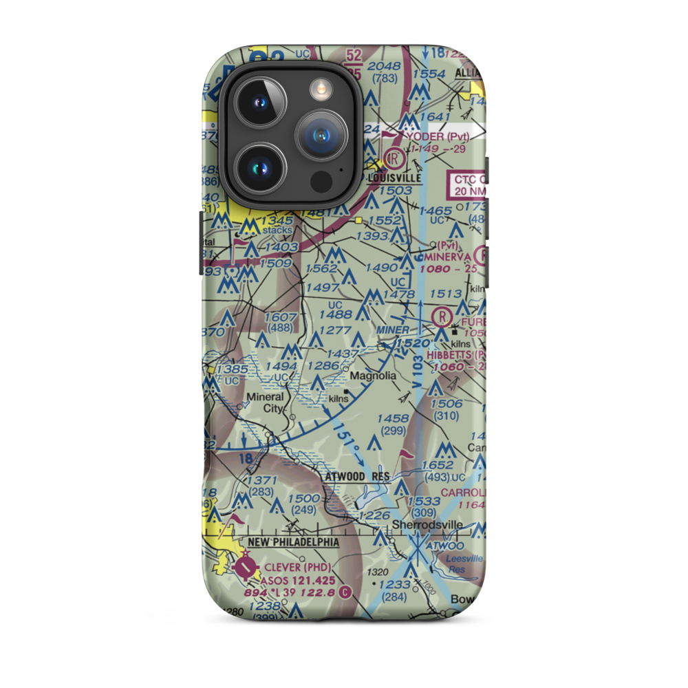 Fox Airport (29OH) VFR Sectional  Tough iPhone Case iPhone 16 Pro Max model shown