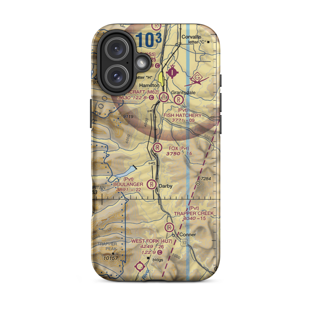 Fox Field (99MT) VFR Sectional  Tough iPhone Case iPhone 16 Plus model shown