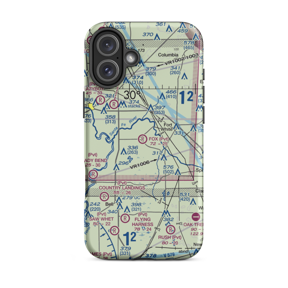 Fox Field (FL02) VFR Sectional  Tough iPhone Case iPhone 16 Plus model shown