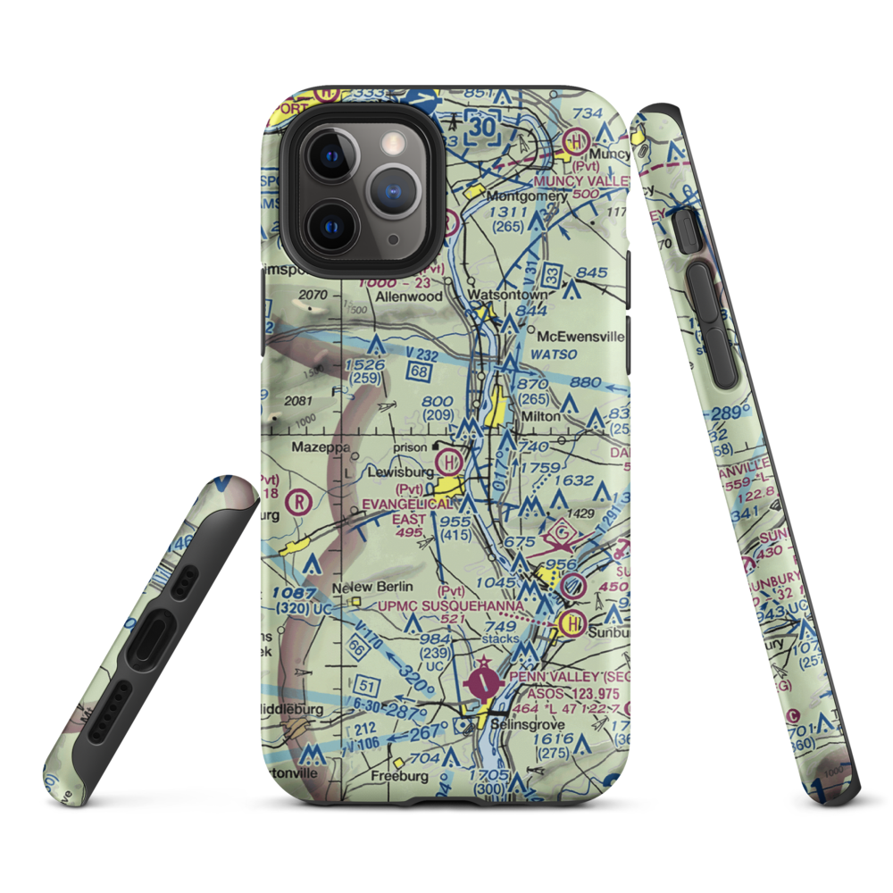 Fox Hollow Airport (3PA6) VFR Sectional  Tough iPhone Case iPhone 11 Pro model shown