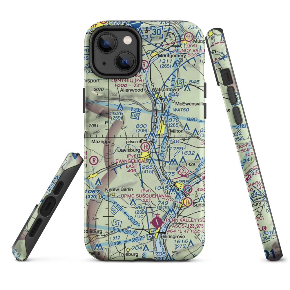 Fox Hollow Airport (3PA6) VFR Sectional  Tough iPhone Case iPhone 14 Plus model shown