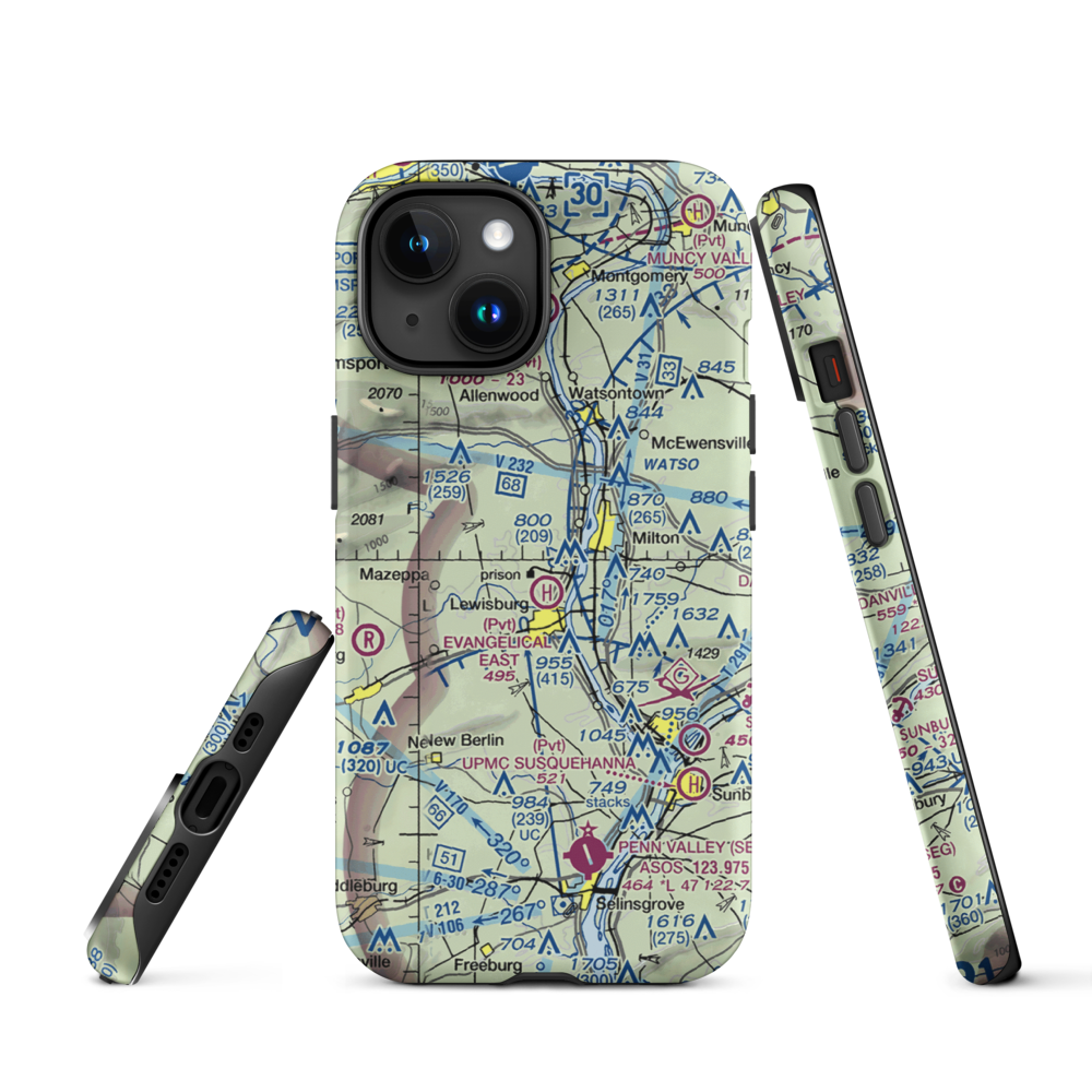 Fox Hollow Airport (3PA6) VFR Sectional  Tough iPhone Case iPhone 15 model shown