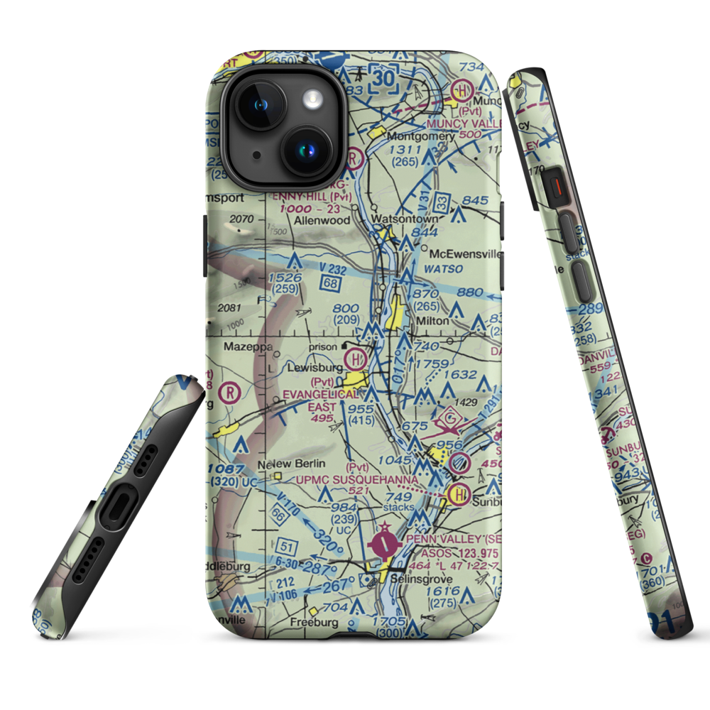 Fox Hollow Airport (3PA6) VFR Sectional  Tough iPhone Case iPhone 15 Plus model shown