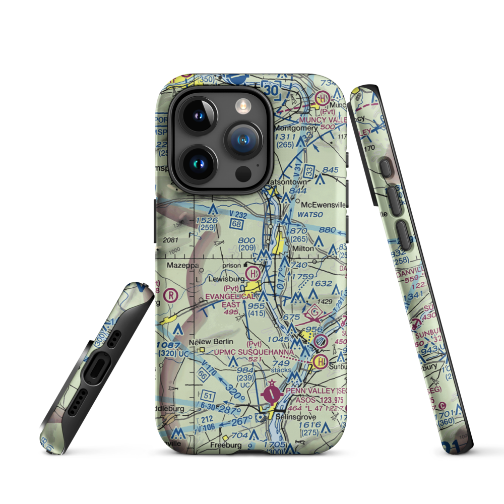 Fox Hollow Airport (3PA6) VFR Sectional  Tough iPhone Case iPhone 15 Pro model shown