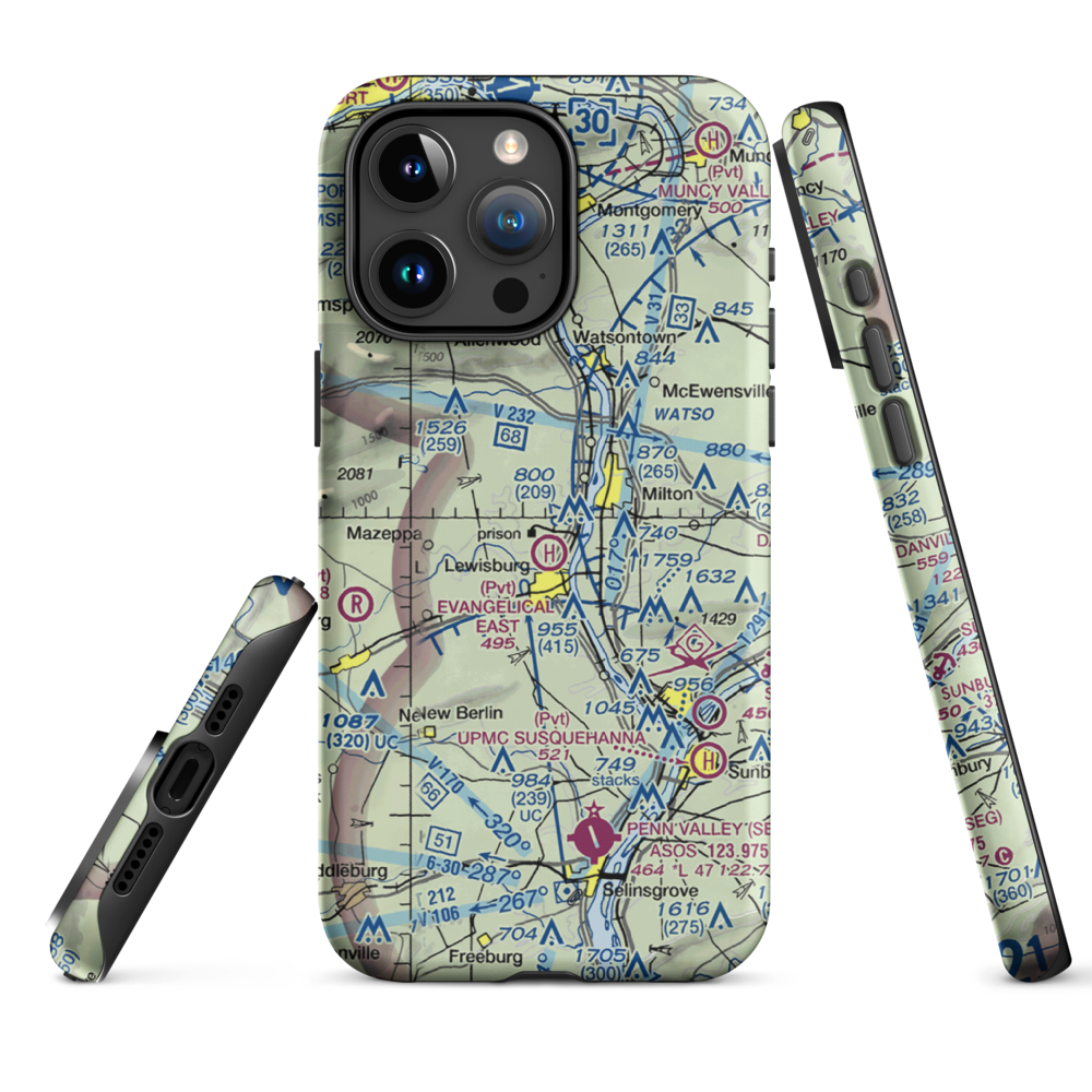 Fox Hollow Airport (3PA6) VFR Sectional  Tough iPhone Case iPhone 15 Pro Max model shown
