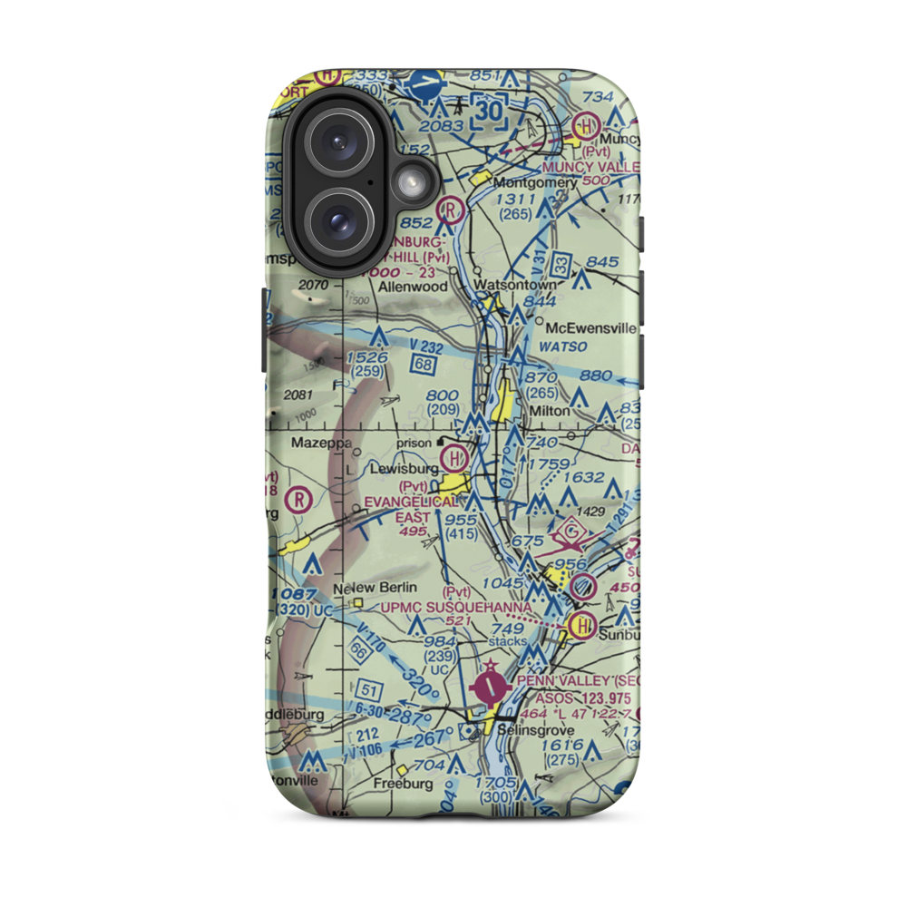 Fox Hollow Airport (3PA6) VFR Sectional  Tough iPhone Case iPhone 16 Plus model shown