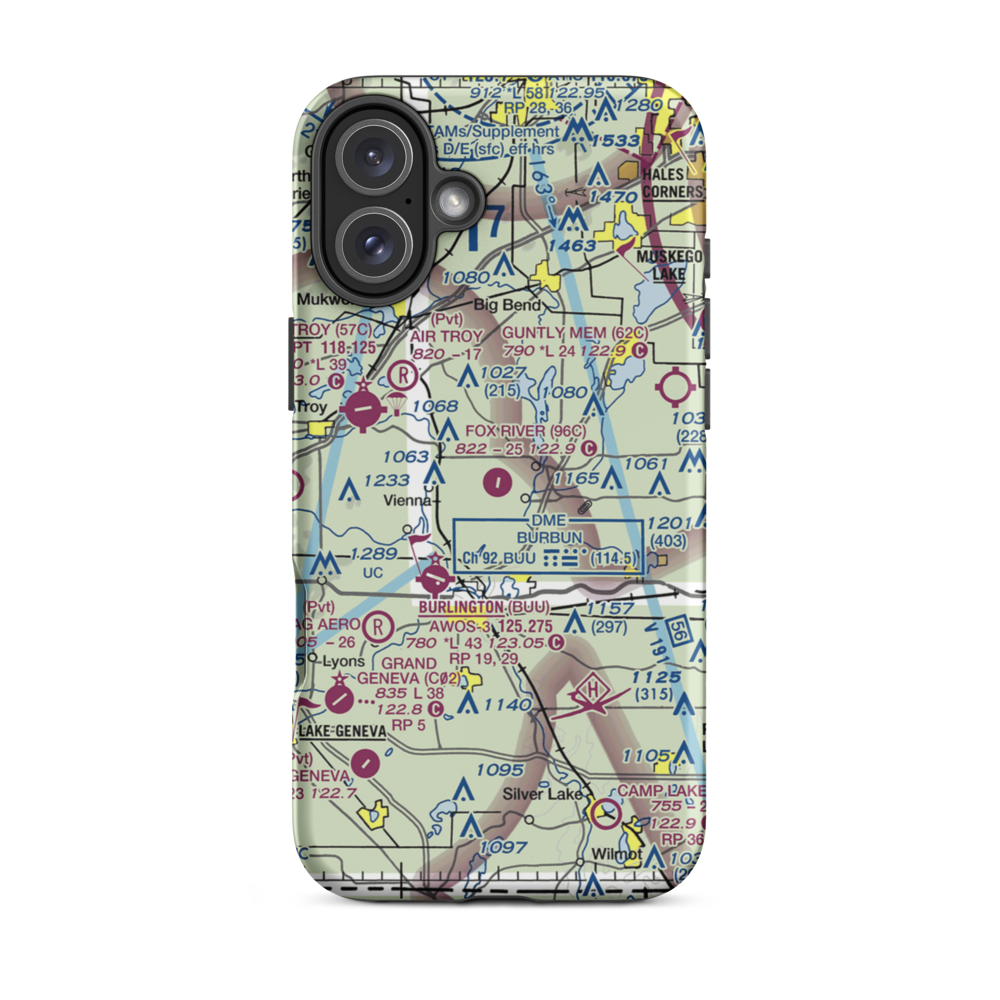 Fox River Airport (96C) VFR Sectional  Tough iPhone Case iPhone 16 Plus model shown