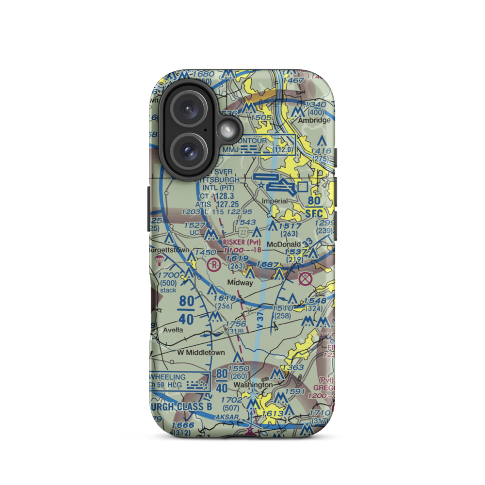 Frame Field (82PA) VFR Sectional  Tough iPhone Case iPhone 16 model shown