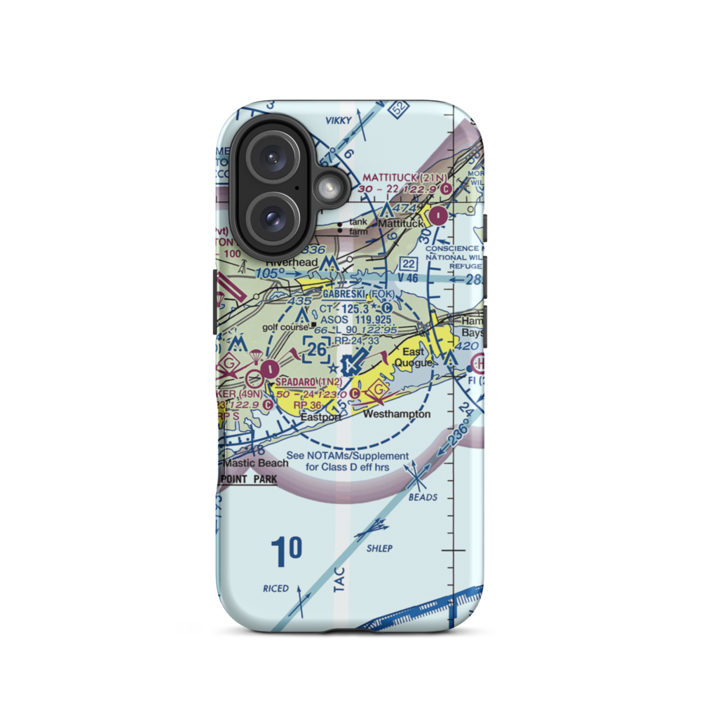 Francis S Gabreski Airport (FOK) VFR Sectional  Tough iPhone Case iPhone 16 model shown