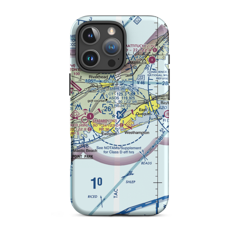 Francis S Gabreski Airport (FOK) VFR Sectional  Tough iPhone Case iPhone 16 Pro Max model shown