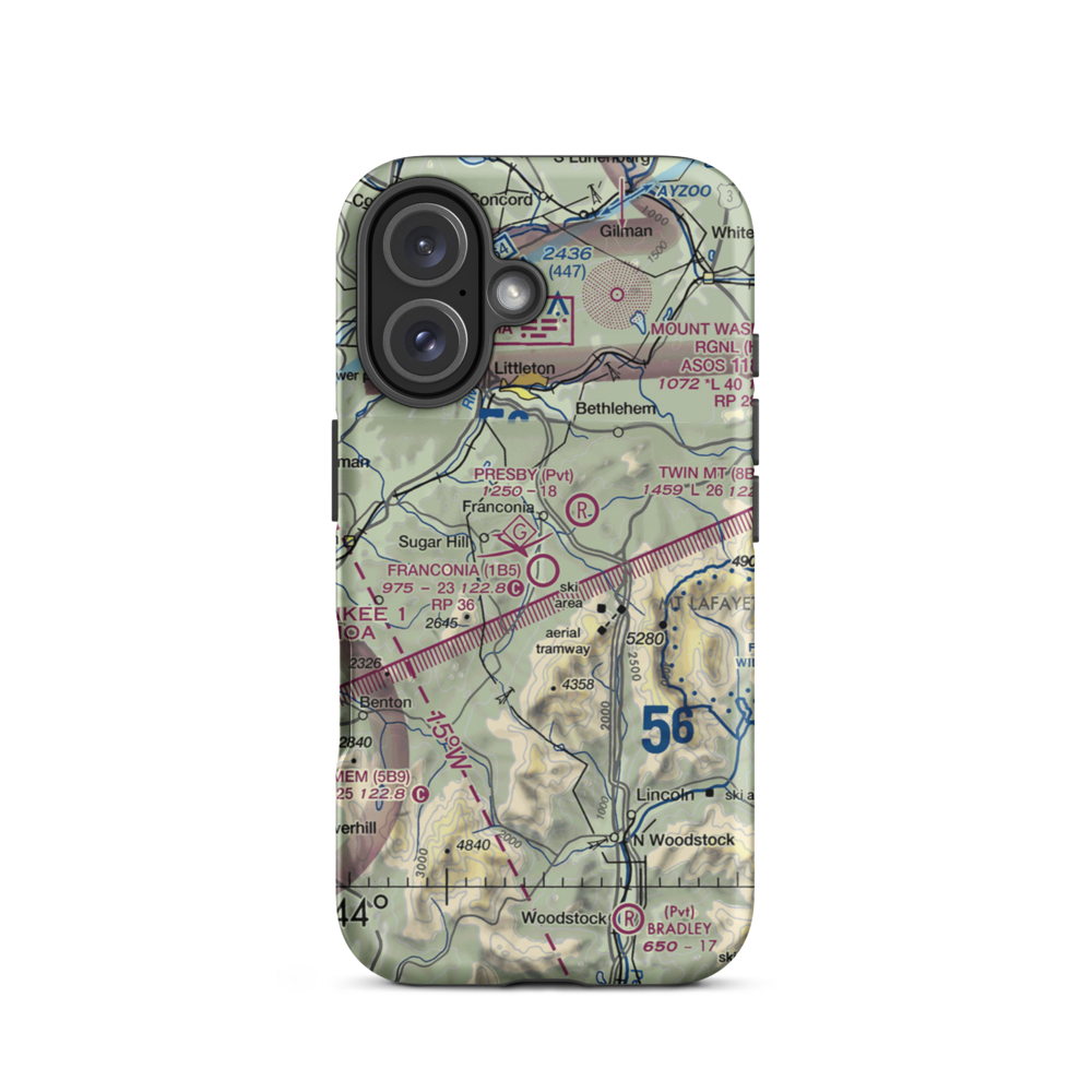 Franconia Airport (1B5) VFR Sectional  Tough iPhone Case iPhone 16 model shown