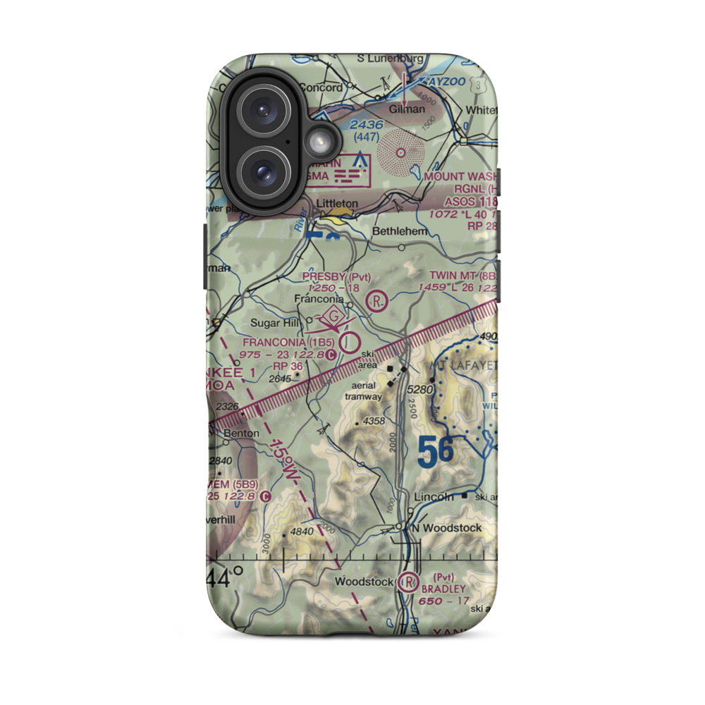 Franconia Airport (1B5) VFR Sectional  Tough iPhone Case iPhone 16 Plus model shown