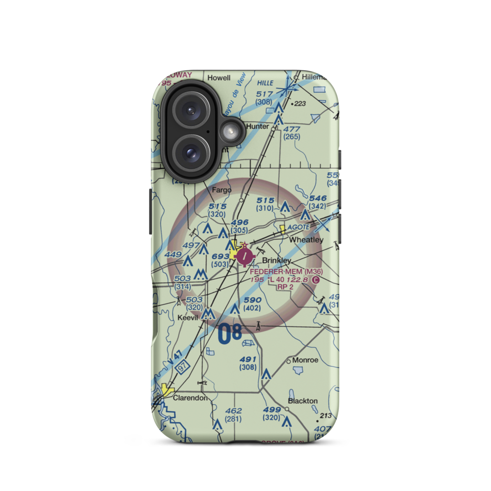 Frank Federer Memorial Airport (M36) VFR Sectional  Tough iPhone Case iPhone 16 model shown