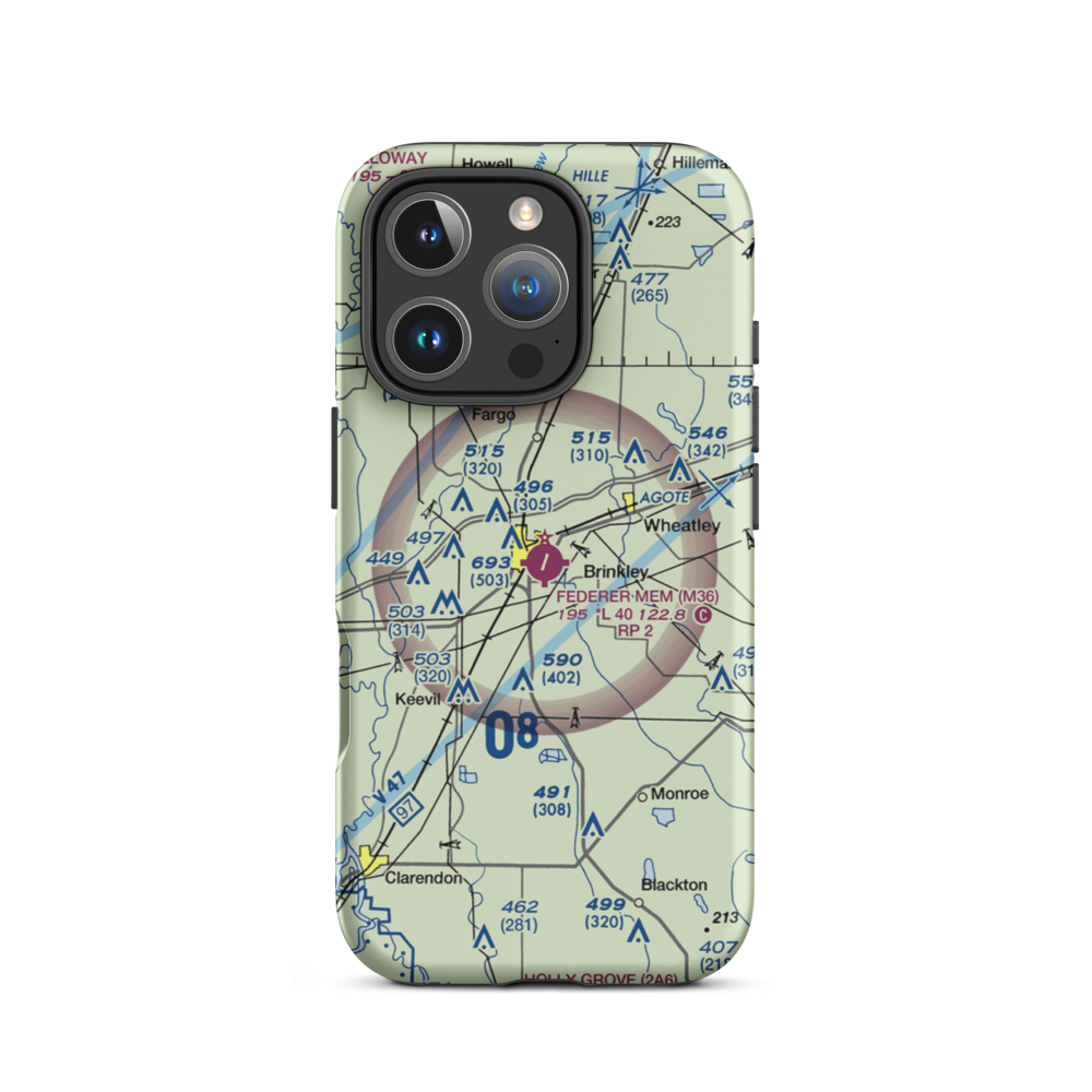 Frank Federer Memorial Airport (M36) VFR Sectional  Tough iPhone Case iPhone 16 Pro model shown