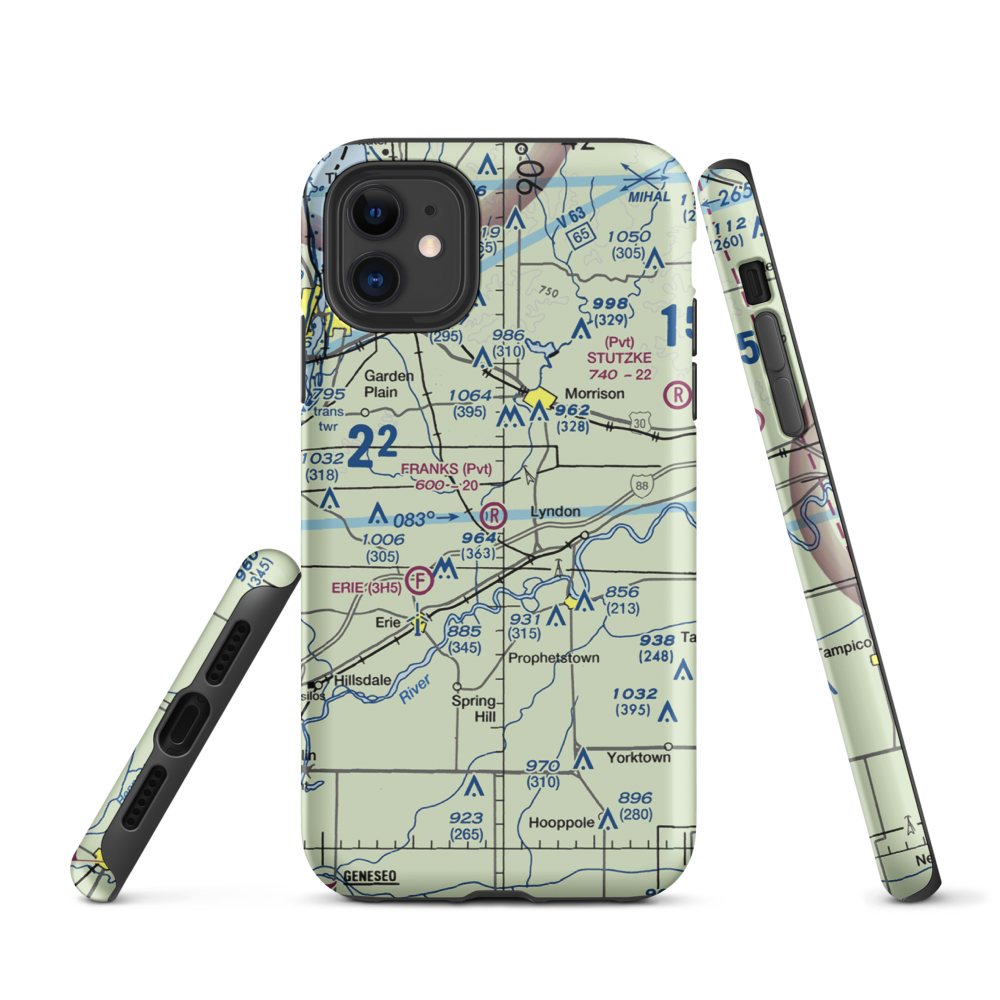 Frank's Flying Service Airport (4IL5) VFR Sectional  Tough iPhone Case iPhone 11 model shown